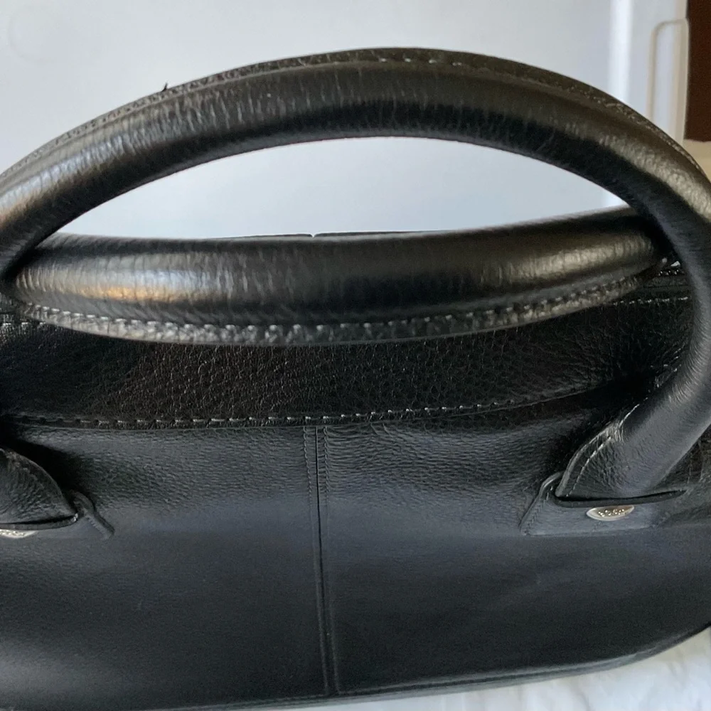 BOSCA  Black Pebbled Leather Slim Briefcase Laptop Bag